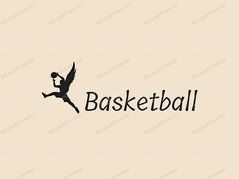 playful design features a dynamic basketball silhouette, an athlete in mid-dunk, and a soaring bird, combined with a clean background.