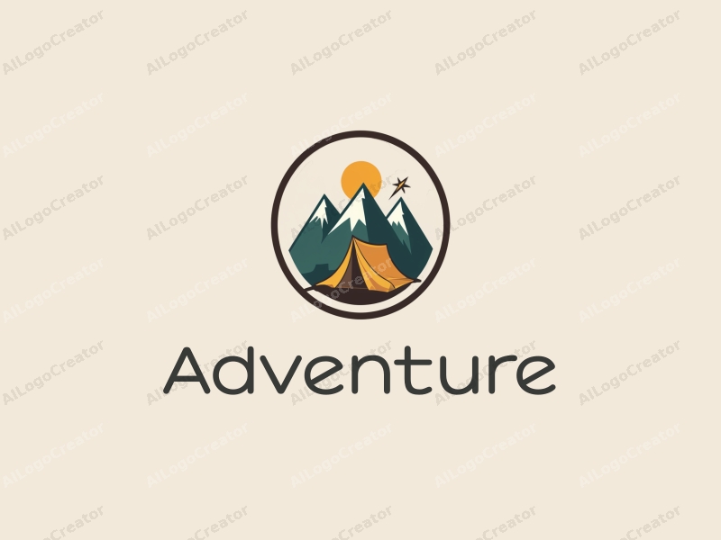 exploratory design features stylized mountains, a compass, and a tent, combined with a clean background that evokes a sense of adventure and excitement.