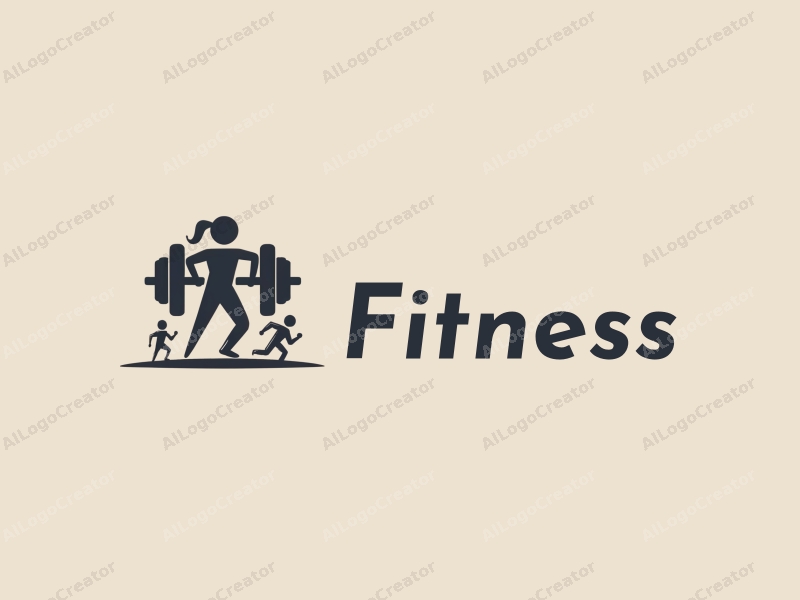 modern design features stylized dumbbells and running figures, combined with a clean background and a harmonious layout.