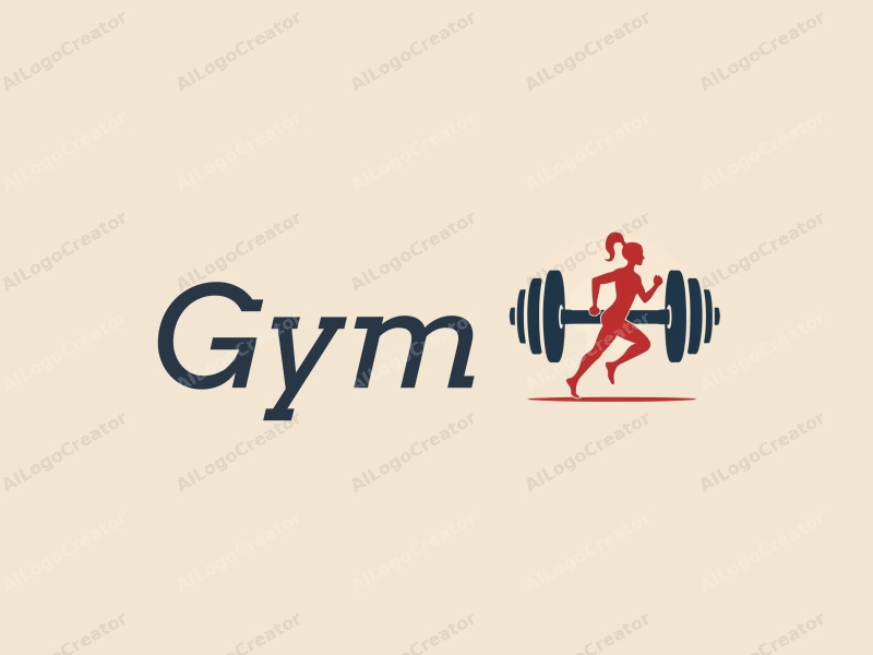 modern design features a stylized dumbbell and a dynamic runner silhouette, combined with a clean background and a harmonious layout.