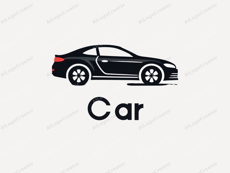 modern design features a sleek sedan silhouette, stylized wheels, and an abstract engine representation combined with a clean background.