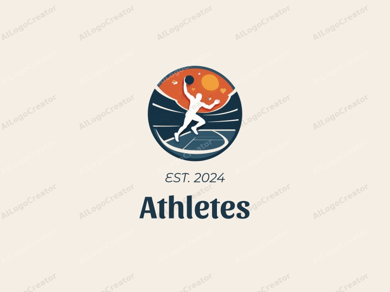 modern design features a dynamic athlete in motion, a stylized basketball, and an abstract representation of a sports arena, combined with a clean background.