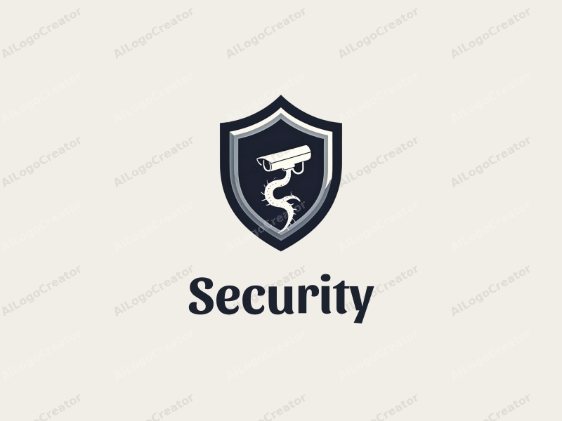 modern design features a stylized shield, a sleek surveillance camera, and a dragon motif combined with a clean background.