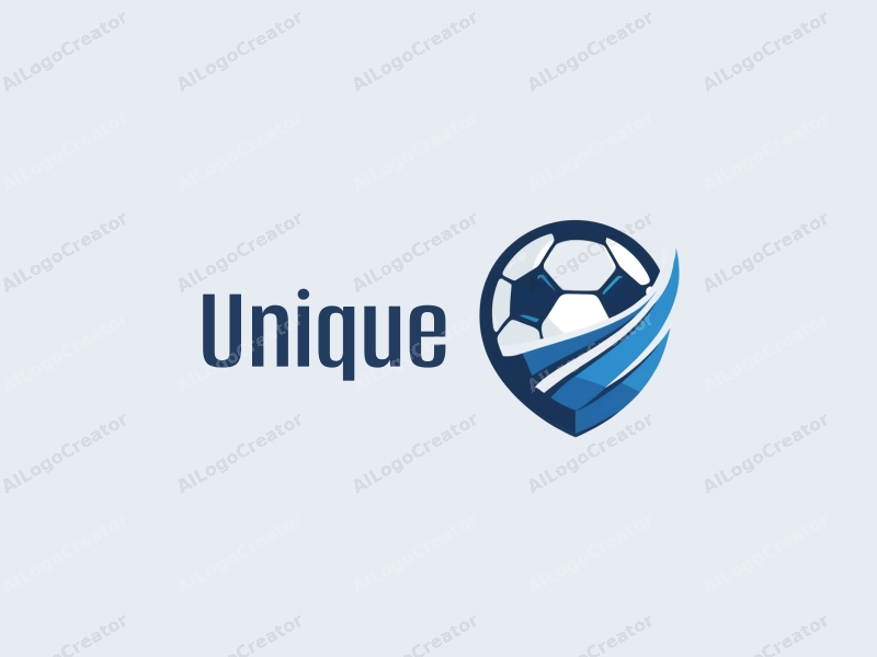 a modern minimalist design featuring a stylized football, abstract club elements, and a clean background with blue and white color scheme.