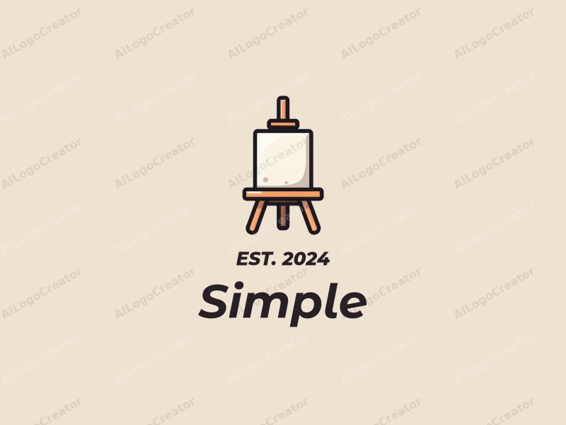 minimalist design features a simple easel and canvas, combined with a clean background and a harmonious composition.