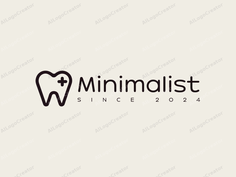 a modern minimalist design featuring a stylized tooth and a cross symbol, combined with a clean background and simple lines.