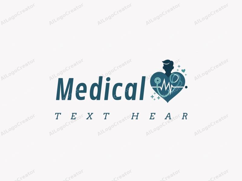 modern design features a stylized hospital silhouette, a doctor figure, a stethoscope intertwined with a heartbeat line, combined with a clean background.