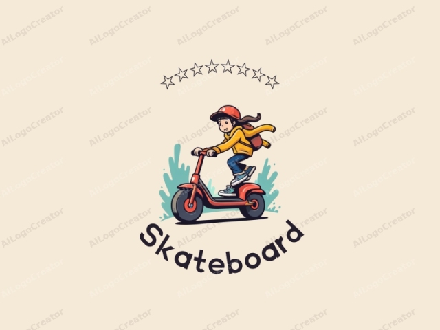 playful design features a vibrant skateboard and scooter with dynamic wheels, combined with a clean background and a sense of movement.