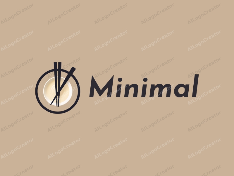 minimalist design features a stylized plate and chopsticks, combined with a tag style approach, set against a clean background.