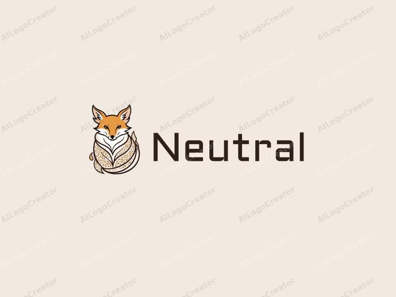 minimalist design features a stylized fox intertwined with elegant jewelry elements, emphasizing neutrality and balance, combined with a clean background.