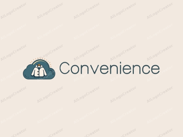 a modern design featuring a stylized cloud and clothing elements, emphasizing convenience and practicality, combined with a clean background.