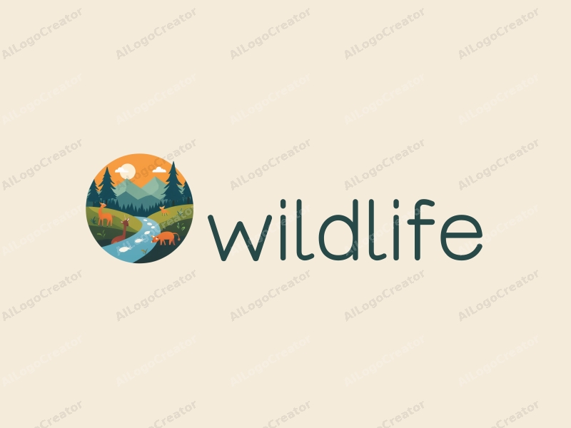 playful design features stylized wildlife, vibrant natural landscapes, trees, and animal footprints combined with a clean background.