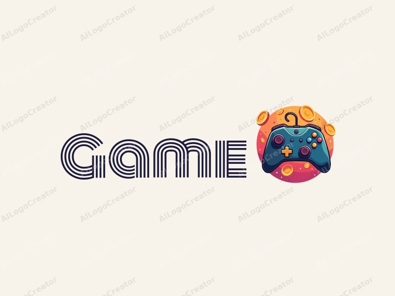 playful design features a stylized gaming controller and coins, combined with a vibrant and colorful background, creating a fun and engaging atmosphere.