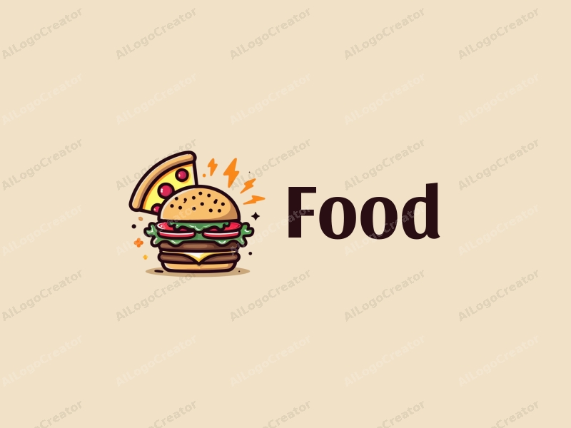 a modern design featuring a vibrant and colorful representation of a pizza and a burger, combined with a clean background and a harmonious layout.