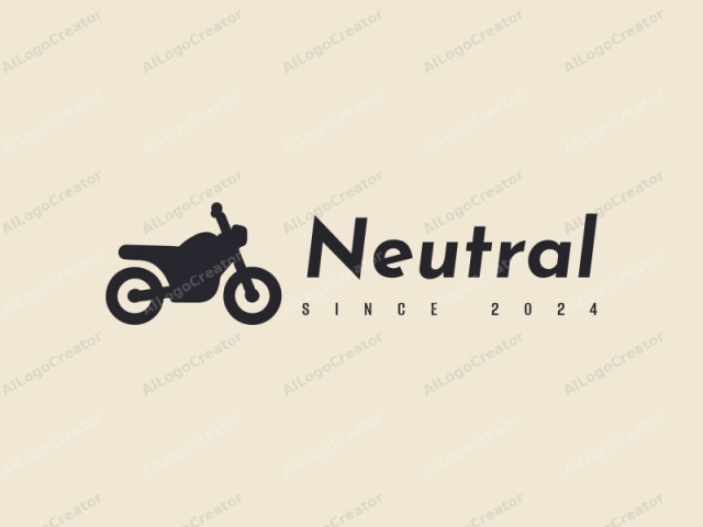 Minimalistisches Design zeigt eine stilisierte Motorradsilhouette, ausgewogene Komposition und eine neutrale Farbpalette kombiniert mit einem sauberen Hintergrund.