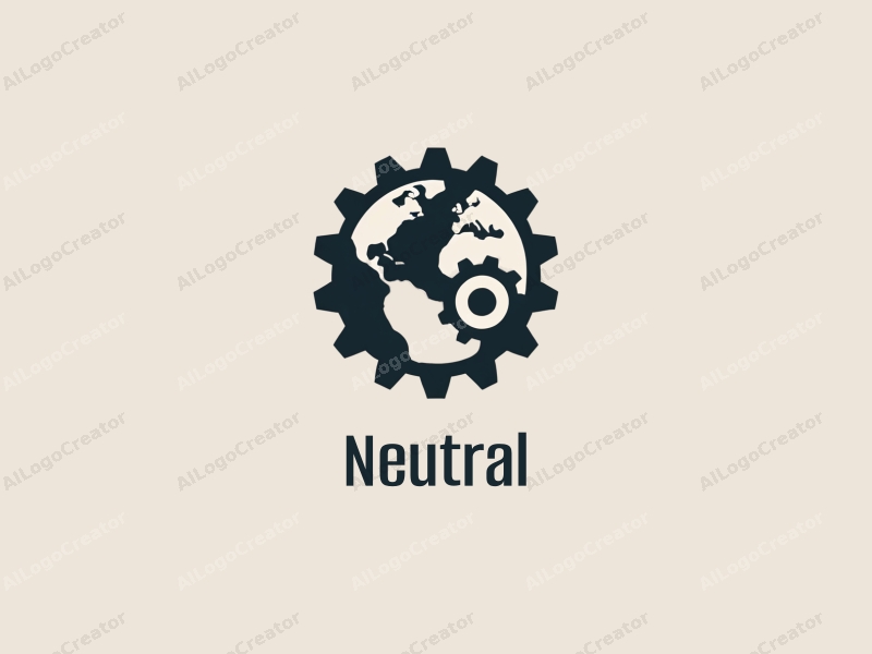 minimalist design features a stylized earth and interlocking gears, representing collaboration in the design and fashion industry, combined with a clean background.