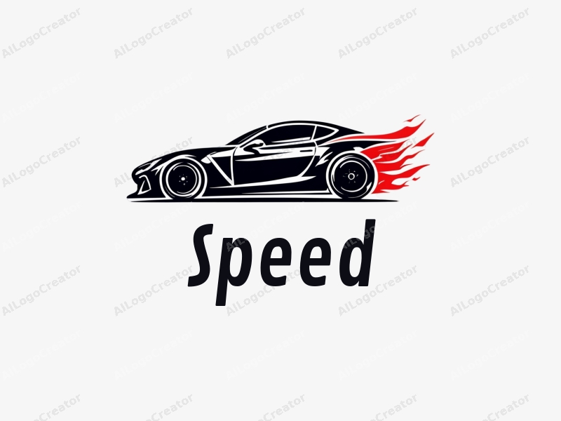 a modern design featuring dynamic lines representing speed, a stylized racing car silhouette, and an abstract engine shape, combined with a clean background.