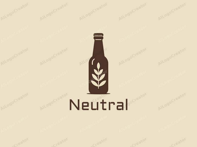 minimalist design features a stylized beer bottle, balanced composition with neutral tones, and a clean background.