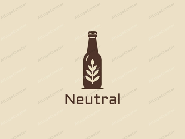 Minimalistisches Design mit einem stilisierten Bierflasche, ausgewogener Komposition mit neutralen Tönen und einem sauberen Hintergrund.