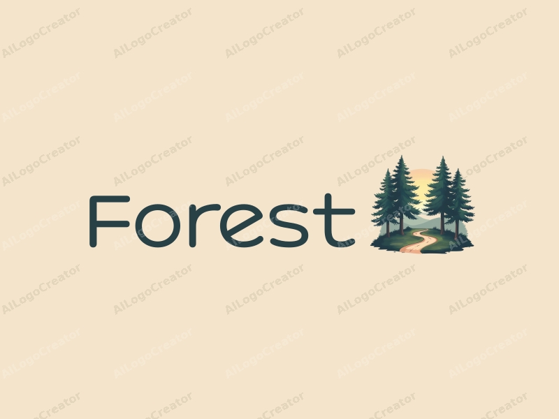 vintage design features a serene forest scene with tall trees, a lush tree canopy overhead, and a winding pathway, combined with a clean background.