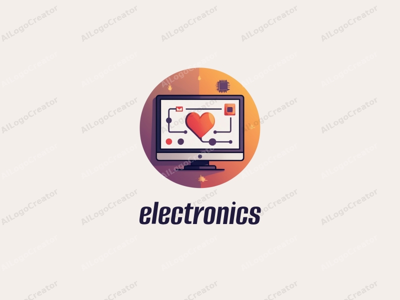 a modern design featuring a stylized electronic device and computer, integrated with a heart shape and chip elements, combined with a clean background.