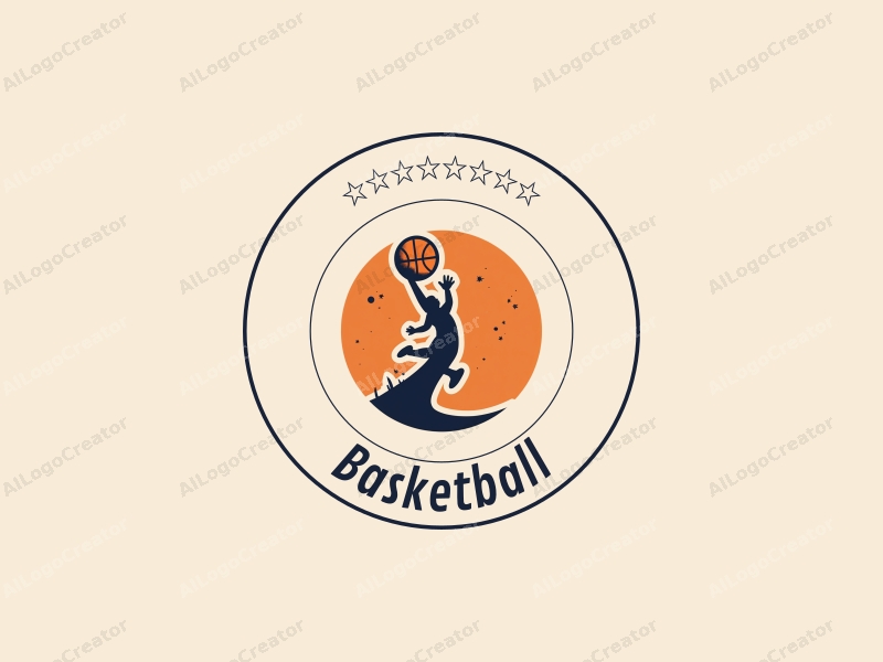 playful design features a dynamic basketball silhouette, an athlete in mid-dunk, and cheering elements combined with a clean background.