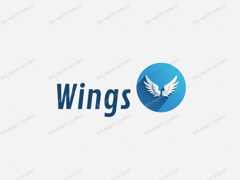 playful design features stylized wings in flight, incorporating elements of technology and power, combined with a clean blue background.