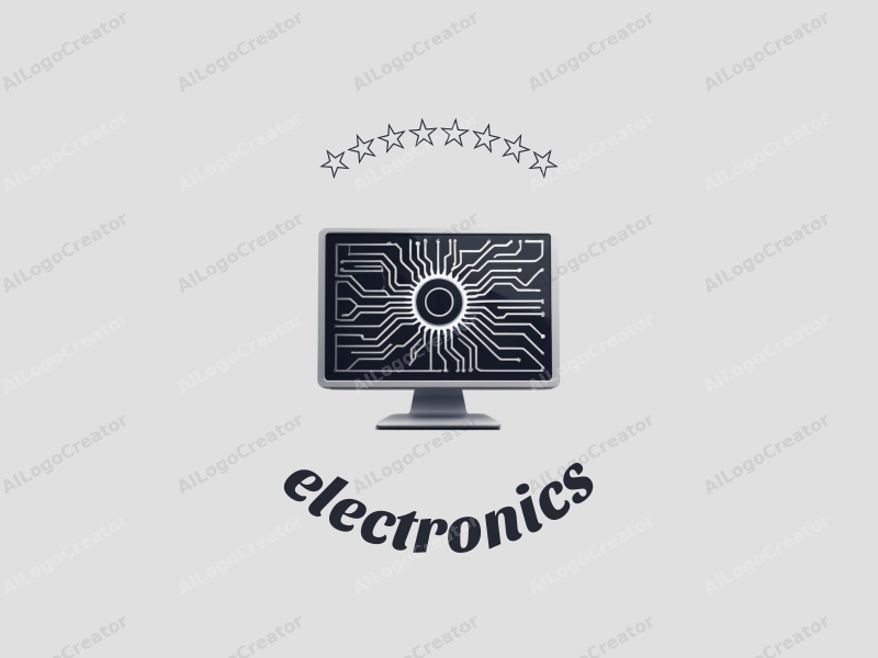 modern design features sleek electronic devices, a stylized computer silhouette, and intricate circuit patterns combined with a clean silver background.