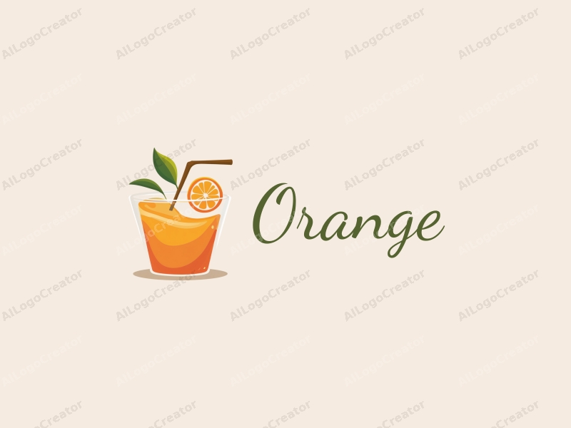 playful design features a vibrant orange, a stylized juice cup, and a slice of orange, combined with a clean background.