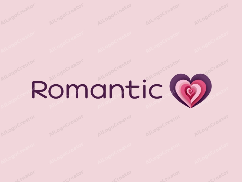 playful design features a stylized rose intertwined with a heart shape, incorporating pink and purple colors, combined with a clean background.