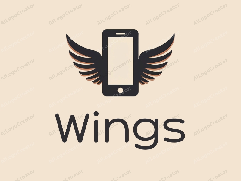 playful design features stylized wings and a smartphone, combining a sense of flight with a clean background.