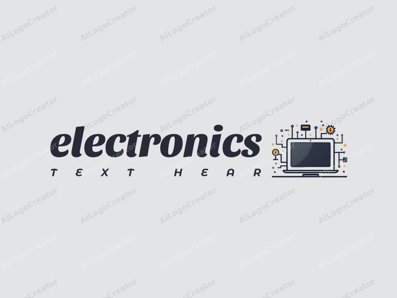 minimalist design features sleek electronic devices, a stylized computer silhouette, and circuit patterns combined with a clean silver background.