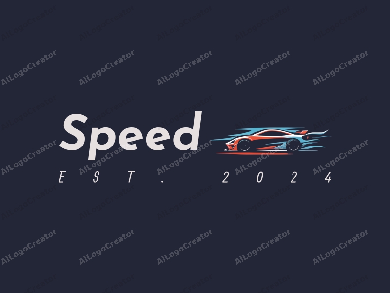 a modern design featuring dynamic lines representing speed, a stylized racing car silhouette, and an abstract engine shape, combined with a clean background.