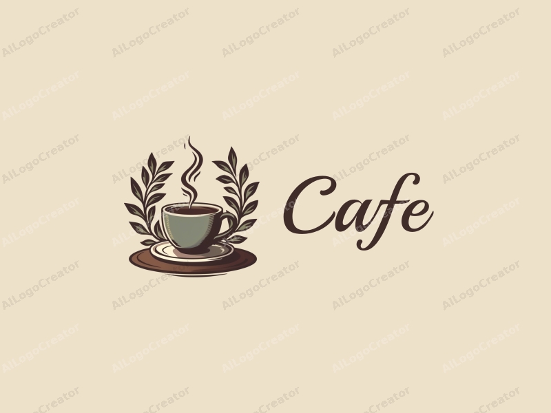 vintage design features a stylized coffee cup, an antique chair, and a cozy café setting combined with a clean background.