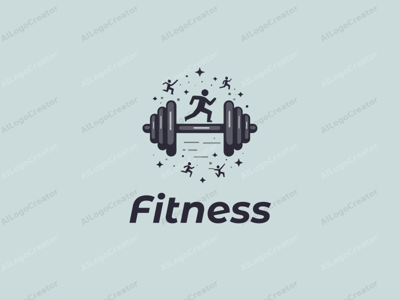 modern design features stylized dumbbells and running figures, combined with a clean background and a harmonious layout.