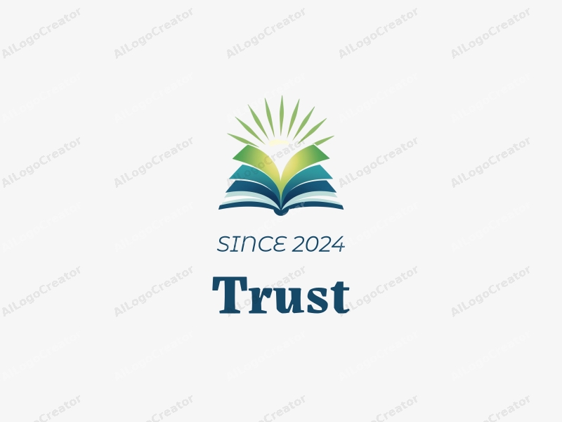 a modern design featuring stylized books radiating light, symbolizing trust and safety, combined with a clean background in blue and green tones.