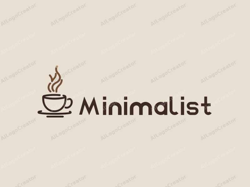 minimalist design features simple lines representing a coffee cup and a winding path, combined with a tag style approach and a clean background.