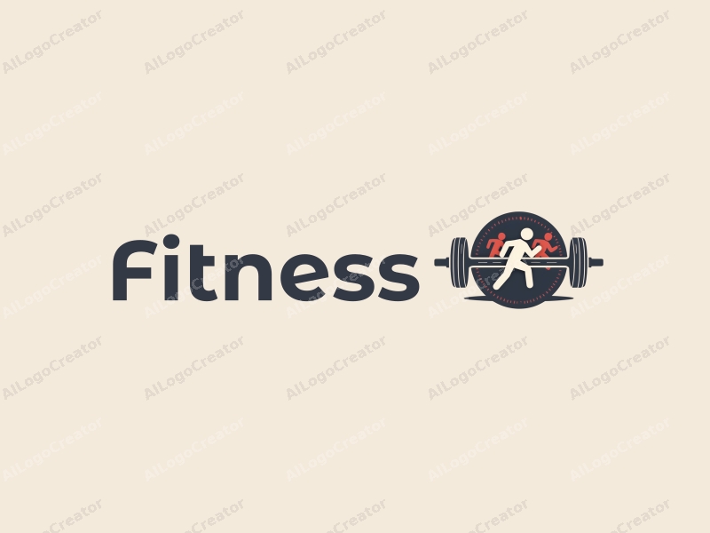 modern design features stylized dumbbells and running figures, combined with a clean background and a harmonious layout.