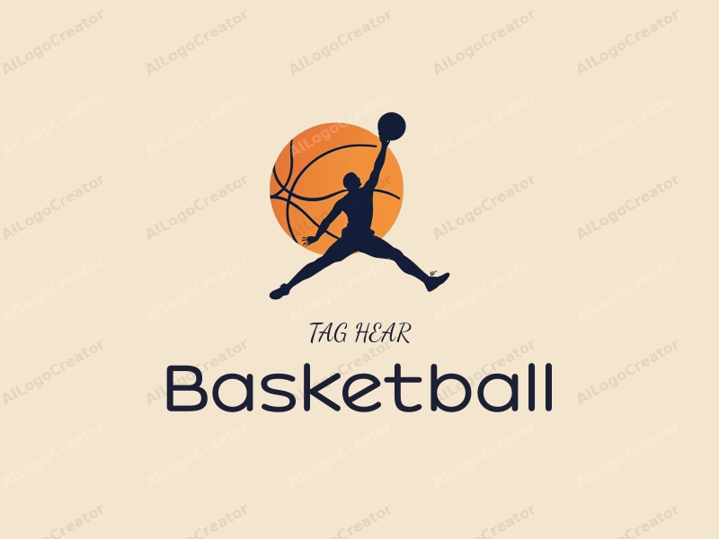 playful design features a dynamic athlete in mid-jump, a stylized basketball, and a hoop, combined with a clean background.