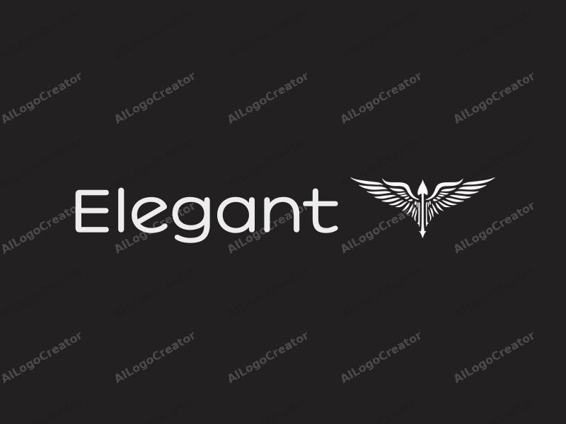 a modern minimalist design featuring elegant arrows and stylized wings, combined with a clean black background.