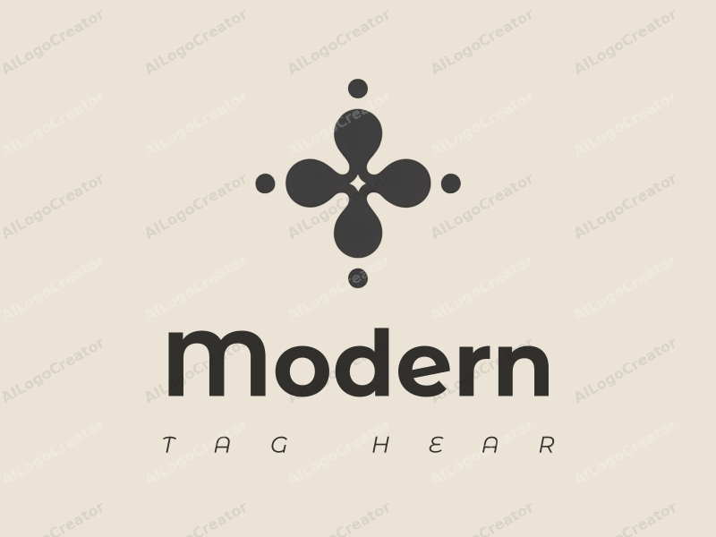 minimalist design features a stylized cross and circle, combined with a tag style approach and a clean background.