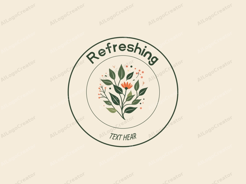 minimalist design features tea leaves and flowers, combined with a fresh and natural aesthetic, set against a clean background.