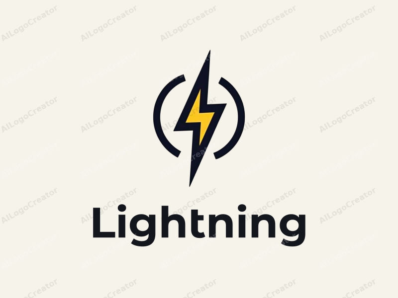 geometric design features a stylized lightning bolt, an electric current motif, and an electric sphere, combined with a clean background.