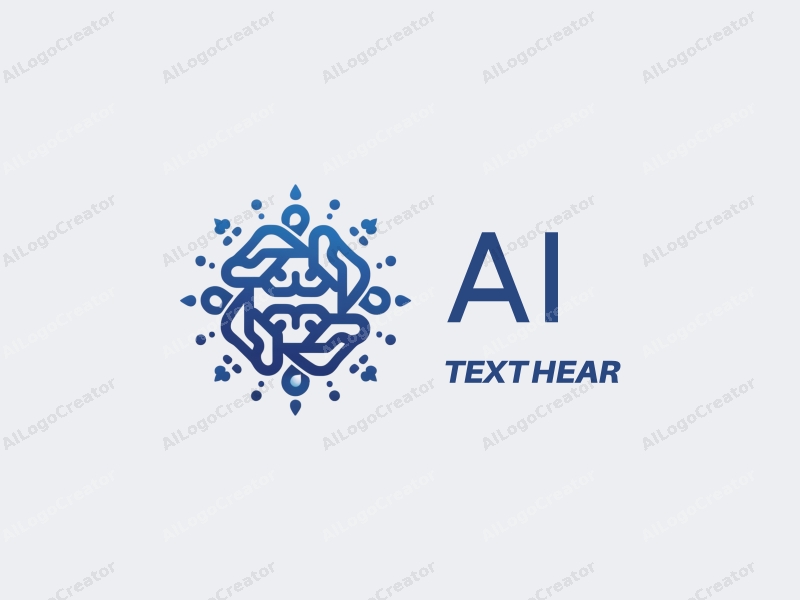 a modern design featuring abstract representations of intelligence and algorithms, intertwined with blockchain and data elements, all in a harmonious blue color scheme against a clean background.