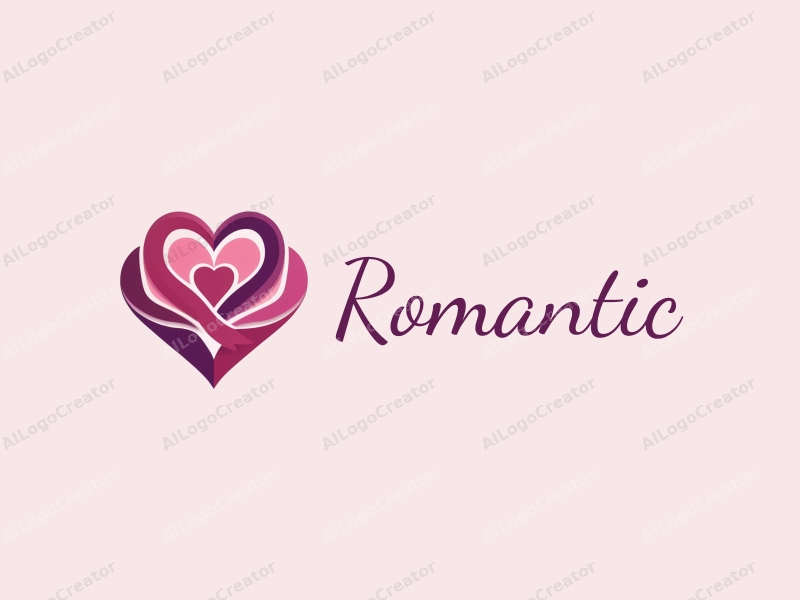 playful design features a stylized rose intertwined with a heart shape, incorporating pink and purple colors, combined with a clean background.