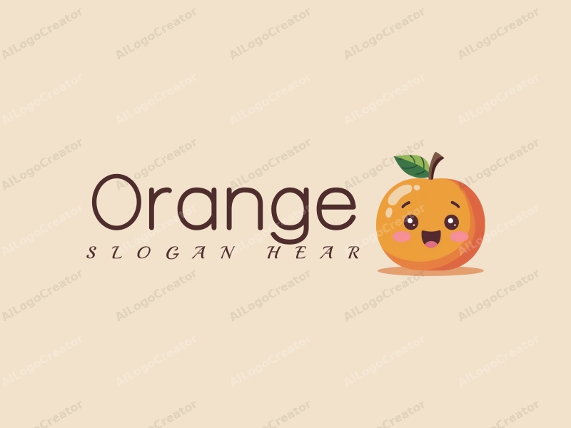 playful design features a cheerful orange with a smiling face, a stylized juice cup, and a vibrant orange color scheme combined with a clean background.