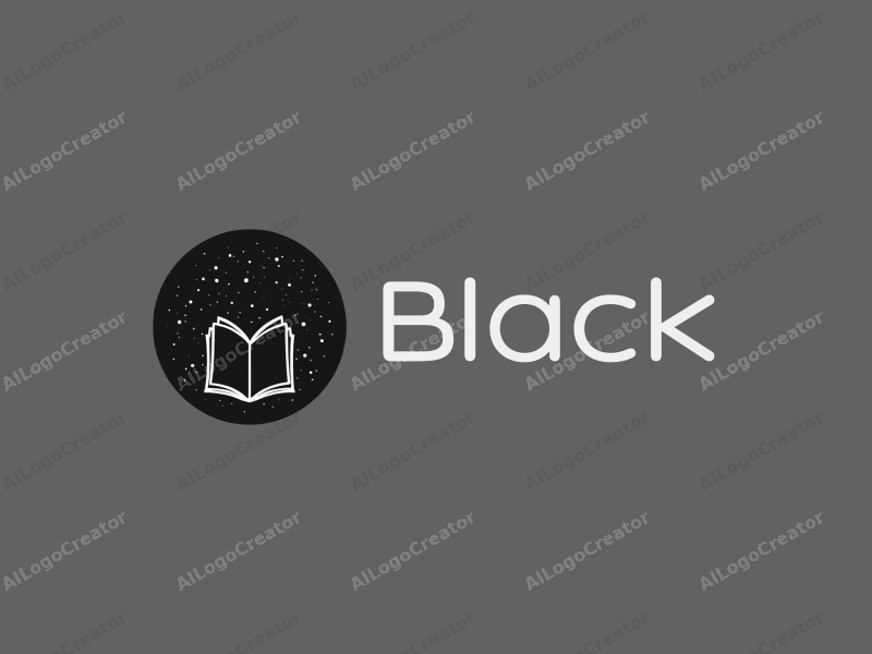 minimalist design features a stylized book silhouette against a starry night sky, incorporating a clean background with black tones.