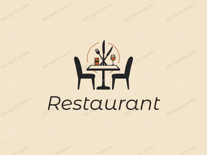 modern design features a stylized dining table with a menu, knife and fork crossed elegantly, and a beverage glass, combined with a clean background.