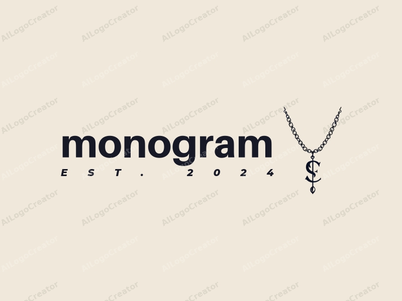 modern design features elegant letters, a stylized necklace, and a reflective mirror element combined with a clean background.