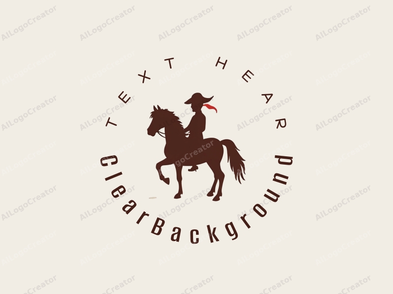 minimalist design features a stylized pirate silhouette and a horse, combined with a transparent color scheme and a clear background.